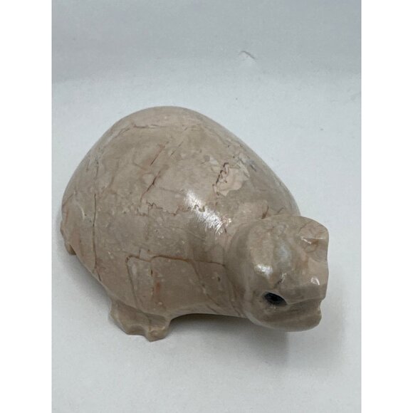 Vintage Turtle Statue Figurine Natural Marbled Stone Carved Art Deco - Picture 4 of 6